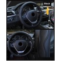 Universal Car Leather Steering-wheel Cover Anti-slip for 38CM/15" Steering Wheel Wine red_38cm