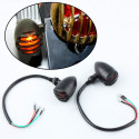 1 pair 12V Motorcycle Grille Turn Signals Light Indicators Blinker Universal Application Red cover_Aluminum