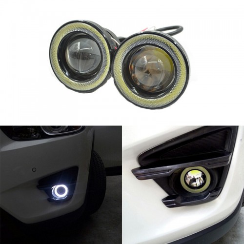 2Pcs/lot Car Fog lights Universal Waterproof 1200Lm Angel Eyes COB LED DRL Driving Lights 12V 30W Auto Fog Lamp White