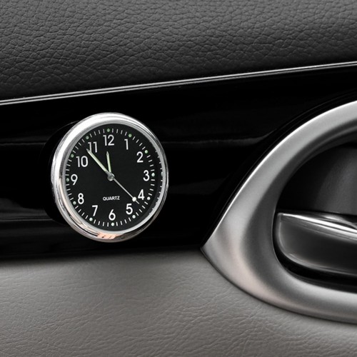 Car Ornament Automotive Clock Auto Watch Automobiles Interior Decoration Stick-On Clock Ornaments Accessories Fluorescent black