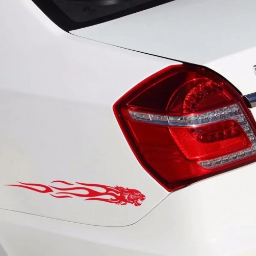 Unique Tiger Flame Totem Decal Reflective Car Sticker Car Styling Sticker red