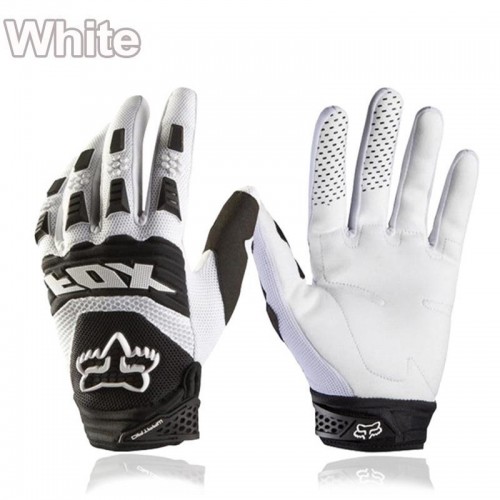 Full Finger Motorcycle Gloves Leather Fabric Wear-resistant Motorbike Guantes Gloves white_L