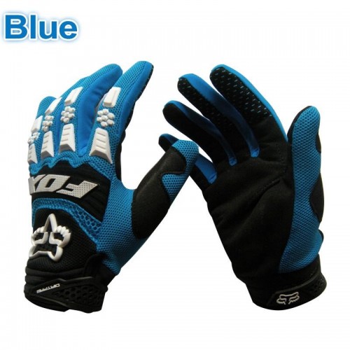 Full Finger Motorcycle Gloves Leather Fabric Wear-resistant Motorbike Guantes Gloves blue_2XL