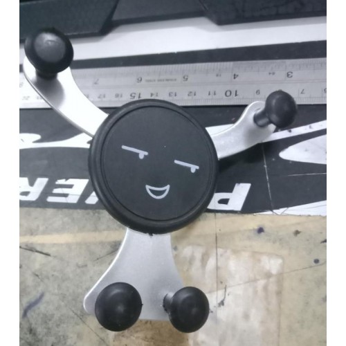 360° Rotating Cartoon Smiley Face Gravity Car Mount Air Vent Stand Holder for Mobile Cell Phone GPS Silver