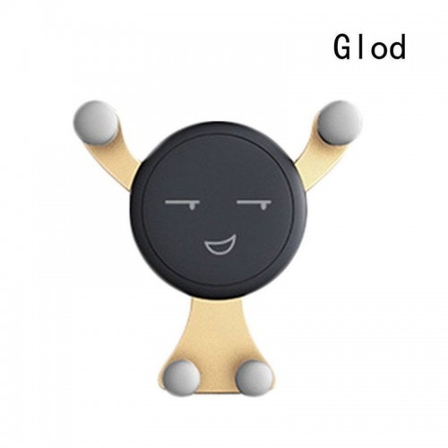 360° Rotating Cartoon Smiley Face Gravity Car Mount Air Vent Stand Holder for Mobile Cell Phone GPS Golden