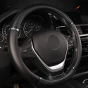 Universal Car Steering Wheel Cover Artificial Leather Comfortable Non-slip Automobile Steering-Wheel Cover Black silver_38cm