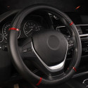 Universal Car Steering Wheel Cover Artificial Leather Comfortable Non-slip Automobile Steering-Wheel Cover Black silver_38cm