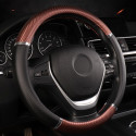 Universal Car Steering Wheel Cover Artificial Leather Comfortable Non-slip Automobile Steering-Wheel Cover Black silver_38cm