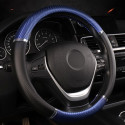 Universal Car Steering Wheel Cover Artificial Leather Comfortable Non-slip Automobile Steering-Wheel Cover Black silver_38cm