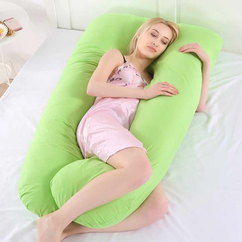 Multifunctional Pregnancy Pillow Comfortable U-Shape Cushion for Side Sleeping (Detachable & Washable) green