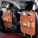 Multifunctional Car Back Seat Storage Bag Backrest Pockets Protector Organizer Auto Accessories brown