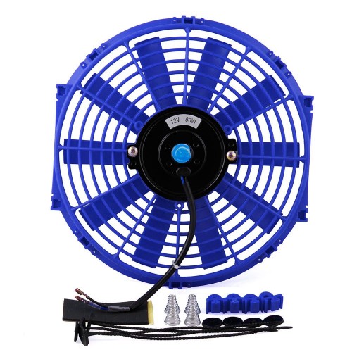 12" 12V Universal Car High Power Pull Racing Electric Radiator Engine Cooling Fan blue