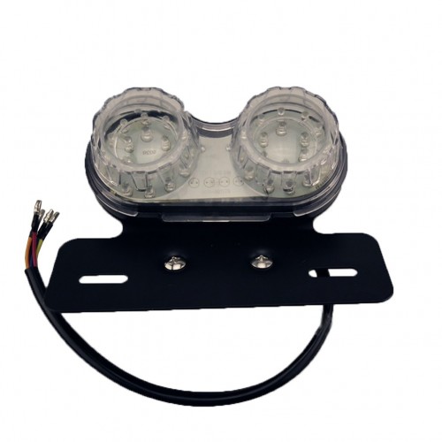 Retro LED Motorcycle Twin Dual Tail Turn Signal Brake Licence Plate Integrated Light White shell