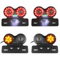 Retro LED Motorcycle Twin Dual Tail Turn Signal Brake Licence Plate Integrated Light White shell