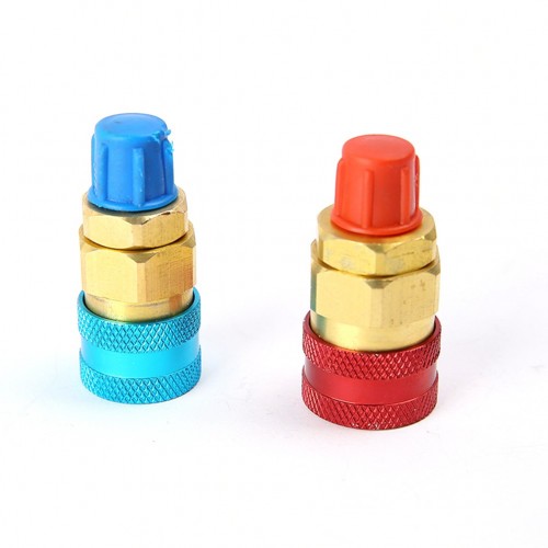 1Pair Freon R134A Auto Car Air Conditioning Refrigerant Brass Quick Coupler Connector Adapters Fluoridation Tool