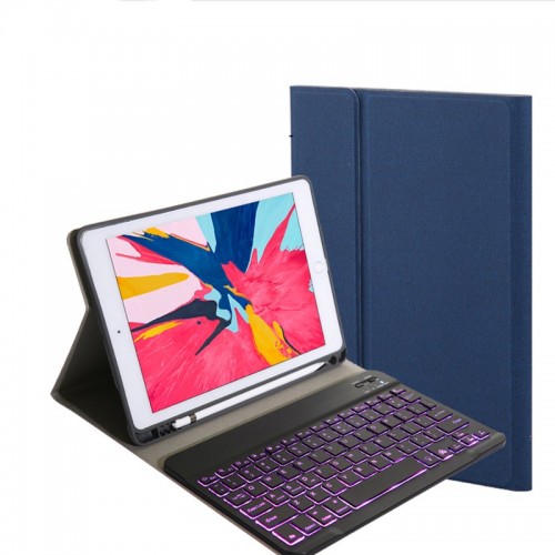 For iPad 10.2 Tablet Touch Keyboard Textured PU Leather Cover Wireless Bluetooth3.0 Connect Overall Protection Stand Function 