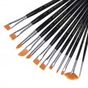 12Pcs/Set Copper Tube Paint Brushes Set with Nylon Hair for Artist Painting