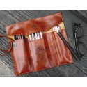 Vintage Style Rollup Pencil Case, Pencil Bag, Pen Pocket - PU Leather