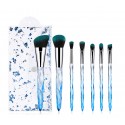 10 transparent crystal diamond handle cosmetic brush sets PVC packaging cosmetic tools Blue