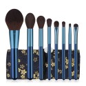 8 Cosmetic Brushes Set portable cosmetic brushes Blue