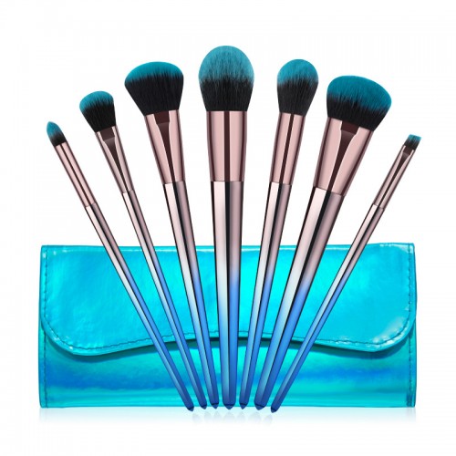 7 sets of diamond-shaped plating handle cosmetic brushes Blue